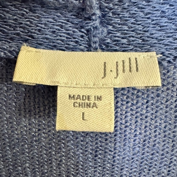 J. JILL Linen Light & Long Two Pocket Cardi Blue sz L Women's Cardigan Sweater - Picture 7 of 7